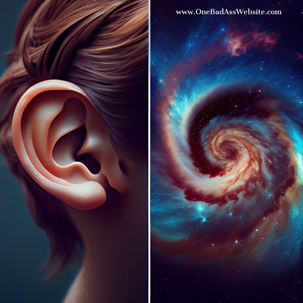 spiral galaxy, human ear, similairities
